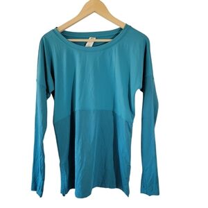 Fabletics Royal Blue Long Sleeve Crewneck Athleisure Top M Gym Exercises Sport